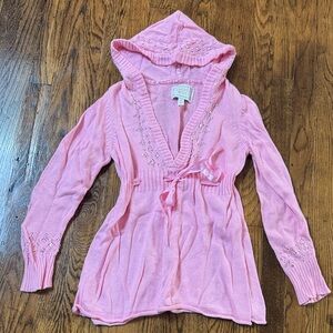 Limited Too Pink Knit Sweater with Sequin and Bow Design 20 XXXL